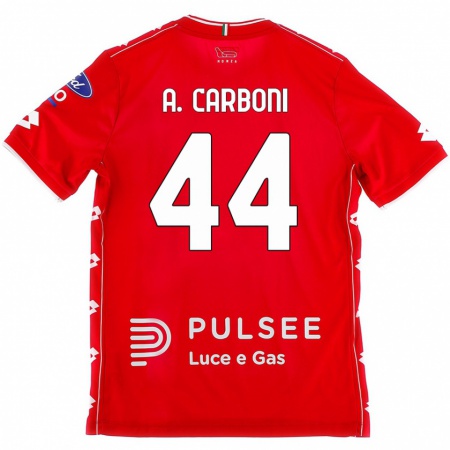 Kandiny Enfant Maillot Andrea Carboni #44 Rouge Blanc Tenues Domicile 2024/25 T-Shirt