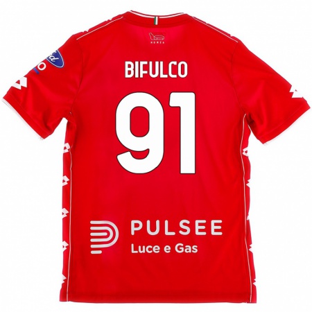 Kandiny Enfant Maillot Davide Bifulco #91 Rouge Blanc Tenues Domicile 2024/25 T-Shirt