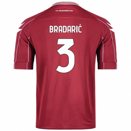 Kandiny Enfant Maillot Domagoj Bradarić #3 Bordeaux Tenues Domicile 2024/25 T-Shirt