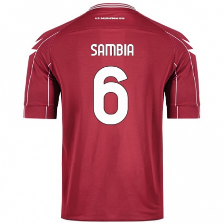 Kandiny Enfant Maillot Junior Sambia #6 Bordeaux Tenues Domicile 2024/25 T-Shirt