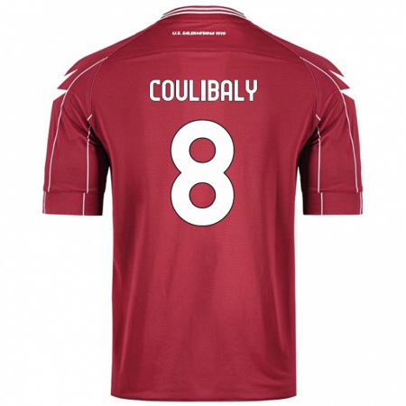 Kandiny Enfant Maillot Mamadou Coulibaly #8 Bordeaux Tenues Domicile 2024/25 T-Shirt