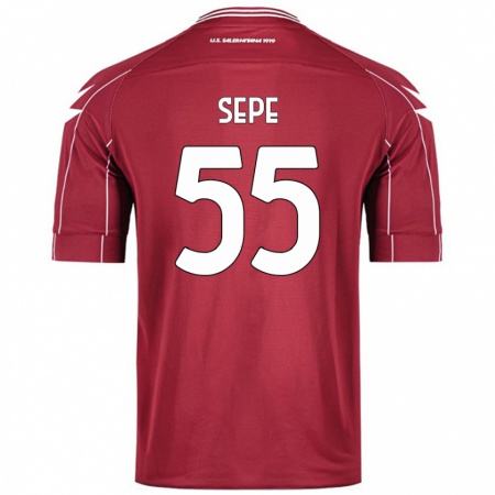 Kandiny Enfant Maillot Luigi Sepe #55 Bordeaux Tenues Domicile 2024/25 T-Shirt