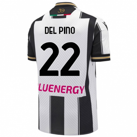 Kandiny Enfant Maillot Lorenzo Del Pino #22 Blanc Noir Tenues Domicile 2024/25 T-Shirt