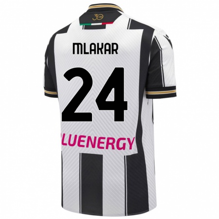 Kandiny Enfant Maillot Lorenzo Mlakar #24 Blanc Noir Tenues Domicile 2024/25 T-Shirt