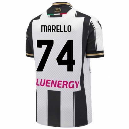 Kandiny Enfant Maillot Mattia Marello #74 Blanc Noir Tenues Domicile 2024/25 T-Shirt