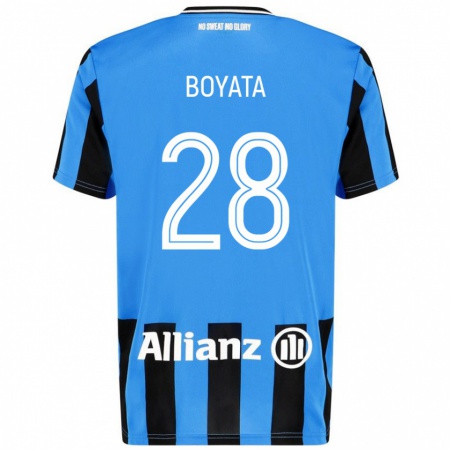 Kandiny Enfant Maillot Dedryck Boyata #28 Bleu Ciel Noir Tenues Domicile 2024/25 T-Shirt