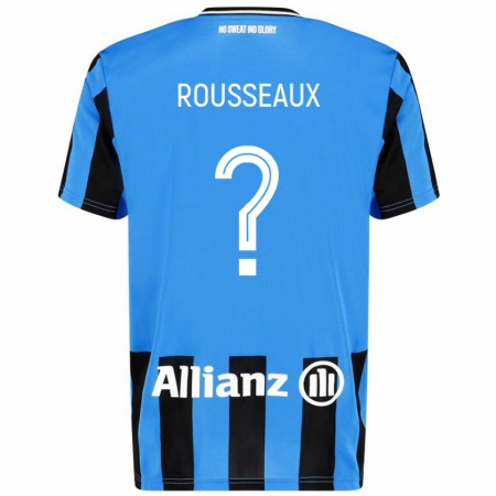 Kandiny Enfant Maillot Luca Rousseaux #0 Bleu Ciel Noir Tenues Domicile 2024/25 T-Shirt