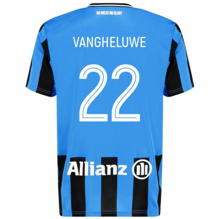 Kandiny Enfant Maillot Jody Vangheluwe #22 Bleu Ciel Noir Tenues Domicile 2024/25 T-Shirt