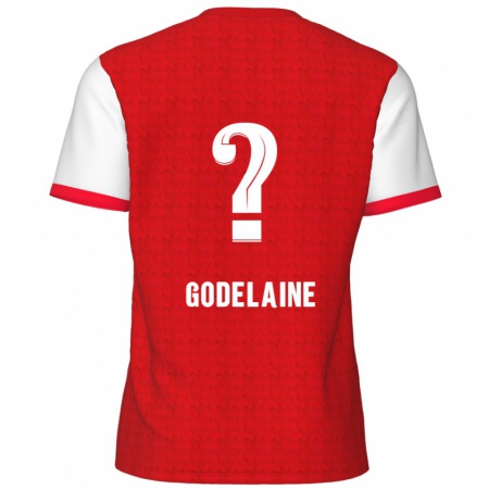 Kandiny Enfant Maillot Jeff Godelaine #0 Rouge Blanc Tenues Domicile 2024/25 T-Shirt