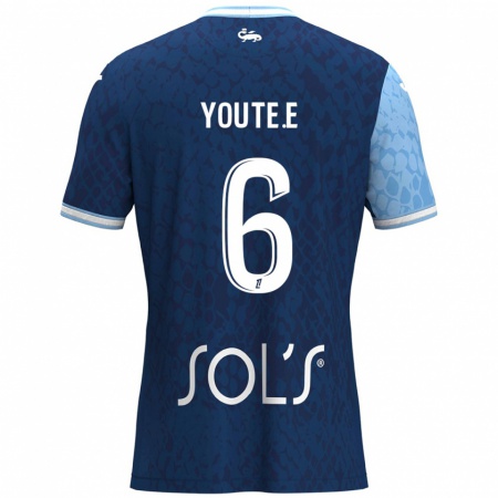 Kandiny Enfant Maillot Étienne Youté Kinkoué #6 Bleu Ciel Bleu Foncé Tenues Domicile 2024/25 T-Shirt