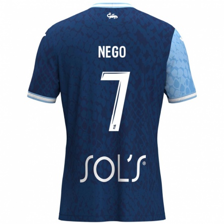 Kandiny Enfant Maillot Loïc Nego #7 Bleu Ciel Bleu Foncé Tenues Domicile 2024/25 T-Shirt