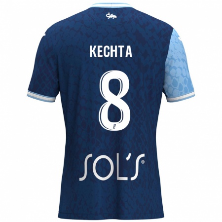 Kandiny Enfant Maillot Yassine Kechta #8 Bleu Ciel Bleu Foncé Tenues Domicile 2024/25 T-Shirt