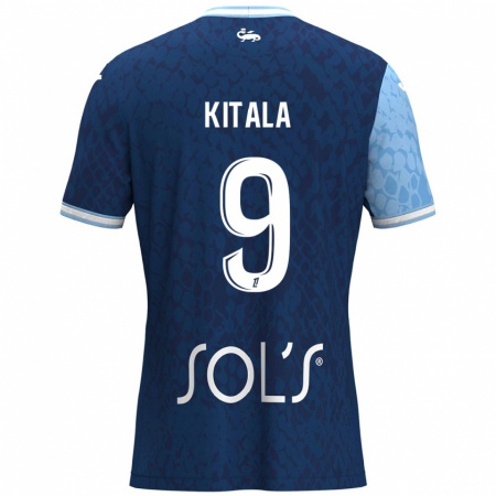 Kandiny Enfant Maillot Yann Kitala #9 Bleu Ciel Bleu Foncé Tenues Domicile 2024/25 T-Shirt