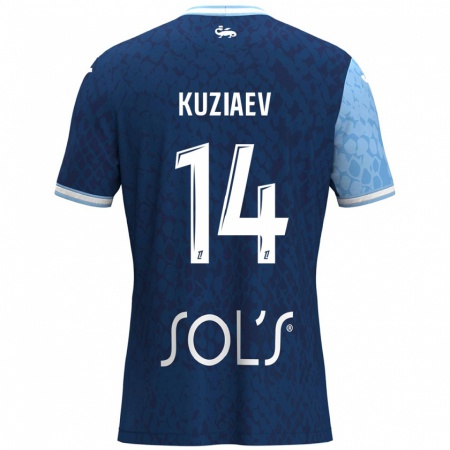 Kandiny Enfant Maillot Daler Kuzyaev #14 Bleu Ciel Bleu Foncé Tenues Domicile 2024/25 T-Shirt