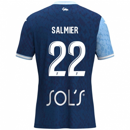 Kandiny Enfant Maillot Yoann Salmier #22 Bleu Ciel Bleu Foncé Tenues Domicile 2024/25 T-Shirt