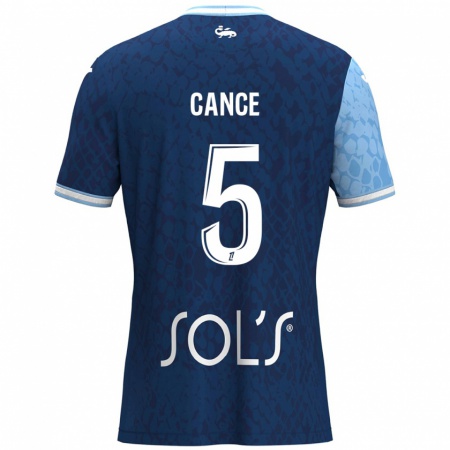 Kandiny Enfant Maillot Laurie Cance #5 Bleu Ciel Bleu Foncé Tenues Domicile 2024/25 T-Shirt