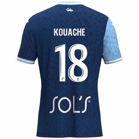 Kandiny Enfant Maillot Éva Kouache #18 Bleu Ciel Bleu Foncé Tenues Domicile 2024/25 T-Shirt