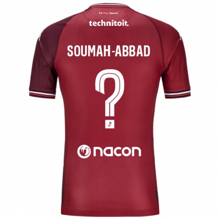 Kandiny Enfant Maillot Édouard Soumah-Abbad #0 Rouge Grenade Tenues Domicile 2024/25 T-Shirt