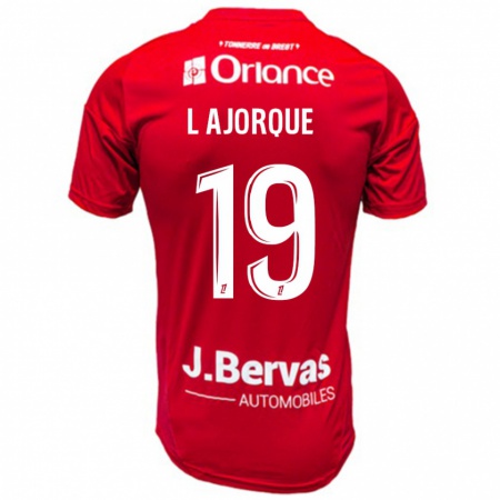 Kandiny Enfant Maillot Ludovic Ajorque #19 Rouge Blanc Tenues Domicile 2024/25 T-Shirt