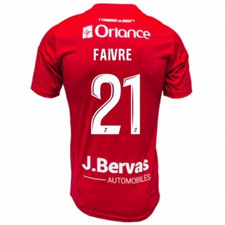 Kandiny Enfant Maillot Romain Faivre #21 Rouge Blanc Tenues Domicile 2024/25 T-Shirt