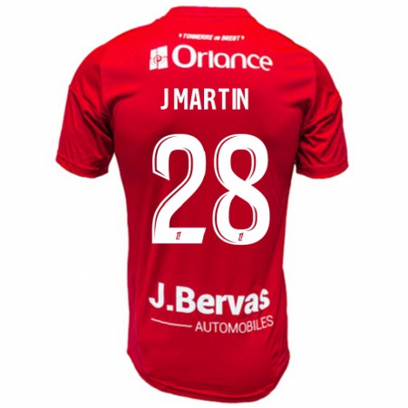 Kandiny Enfant Maillot Jonas Martin #28 Rouge Blanc Tenues Domicile 2024/25 T-Shirt