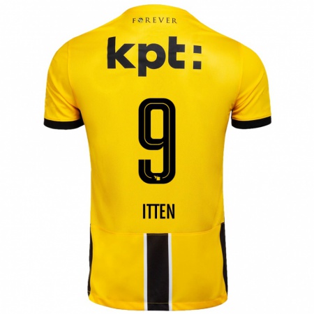 Kandiny Enfant Maillot Cedric Itten #9 Jaune Noir Tenues Domicile 2024/25 T-Shirt