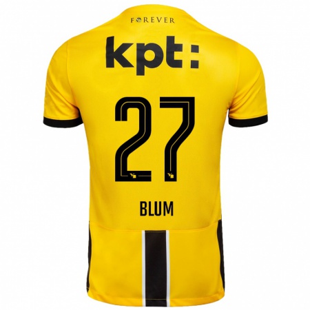 Kandiny Enfant Maillot Lewin Blum #27 Jaune Noir Tenues Domicile 2024/25 T-Shirt