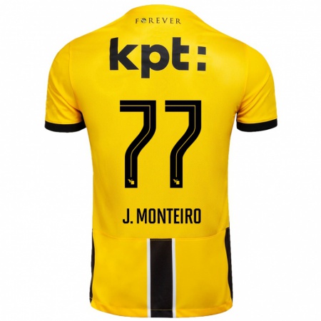 Kandiny Enfant Maillot Joël Monteiro #77 Jaune Noir Tenues Domicile 2024/25 T-Shirt