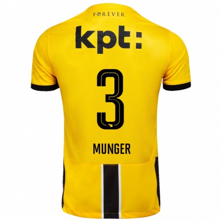 Kandiny Enfant Maillot Noa Münger #3 Jaune Noir Tenues Domicile 2024/25 T-Shirt