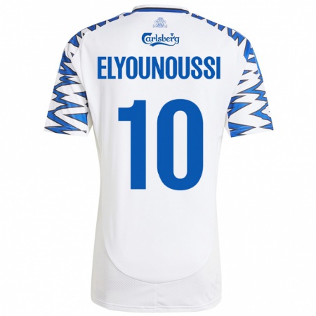 Kandiny Enfant Maillot Mohamed Elyounoussi #10 Blanc Bleu Ciel Tenues Domicile 2024/25 T-Shirt