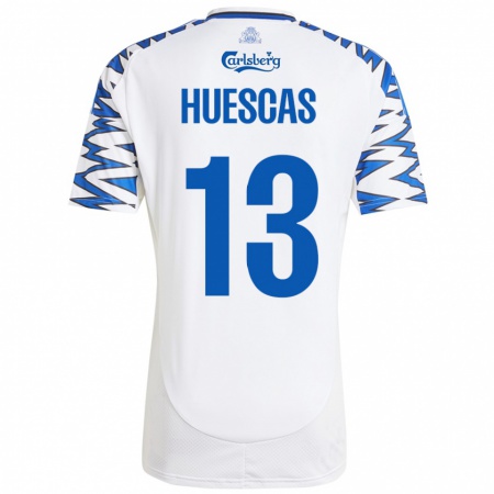 Kandiny Enfant Maillot Rodrigo Huescas #13 Blanc Bleu Ciel Tenues Domicile 2024/25 T-Shirt