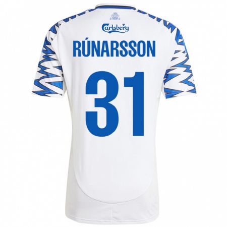 Kandiny Enfant Maillot Rúnar Alex Rúnarsson #31 Blanc Bleu Ciel Tenues Domicile 2024/25 T-Shirt