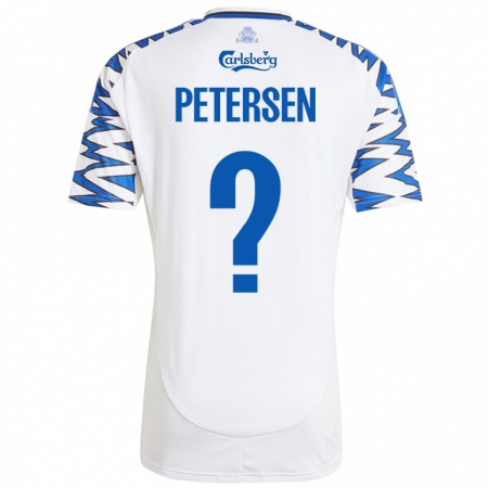 Kandiny Enfant Maillot Frederik Petersen #0 Blanc Bleu Ciel Tenues Domicile 2024/25 T-Shirt