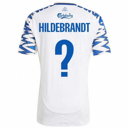 Kandiny Enfant Maillot Sylvester Hildebrandt #0 Blanc Bleu Ciel Tenues Domicile 2024/25 T-Shirt