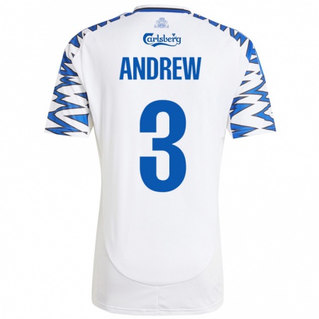 Kandiny Enfant Maillot Tristan Andrew #3 Blanc Bleu Ciel Tenues Domicile 2024/25 T-Shirt