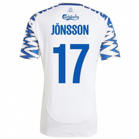 Kandiny Enfant Maillot Neo Jönsson #17 Blanc Bleu Ciel Tenues Domicile 2024/25 T-Shirt