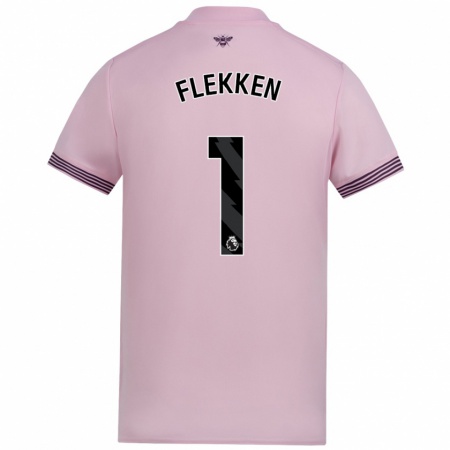 Kandiny Enfant Maillot Mark Flekken #1 Rose Tenues Extérieur 2024/25 T-Shirt