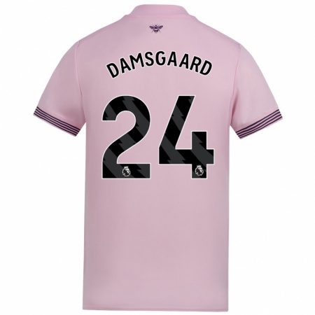 Kandiny Enfant Maillot Mikkel Damsgaard #24 Rose Tenues Extérieur 2024/25 T-Shirt