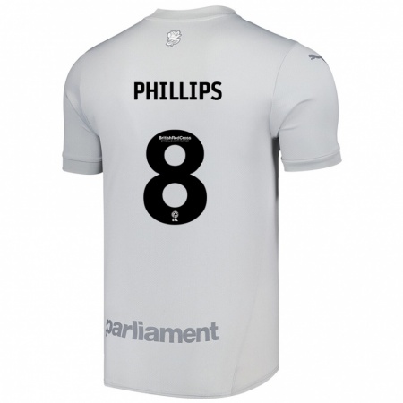 Kandiny Enfant Maillot Adam Phillips #8 Gris Argenté Tenues Extérieur 2024/25 T-Shirt