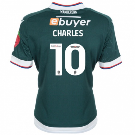 Kandiny Enfant Maillot Dion Charles #10 Vert Foncé Tenues Extérieur 2024/25 T-Shirt