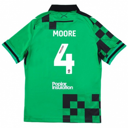 Kandiny Enfant Maillot Taylor Moore #4 Vert Noir Tenues Extérieur 2024/25 T-Shirt