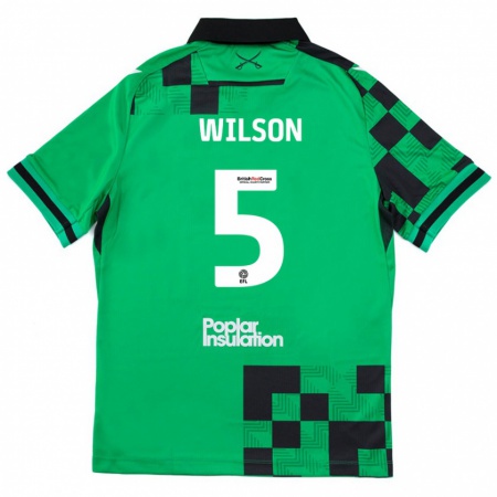 Kandiny Enfant Maillot James Wilson #5 Vert Noir Tenues Extérieur 2024/25 T-Shirt