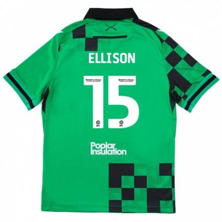 Kandiny Enfant Maillot Dan Ellison #15 Vert Noir Tenues Extérieur 2024/25 T-Shirt