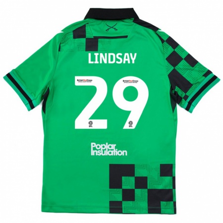 Kandiny Enfant Maillot Jamie Lindsay #29 Vert Noir Tenues Extérieur 2024/25 T-Shirt