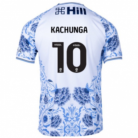 Kandiny Enfant Maillot Elias Kachunga #10 Blanc Bleu Tenues Extérieur 2024/25 T-Shirt