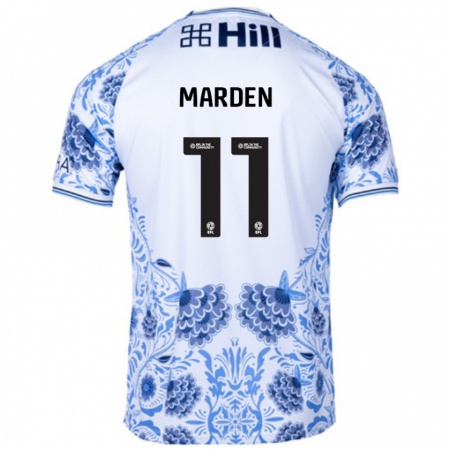 Kandiny Enfant Maillot Ella Marden #11 Blanc Bleu Tenues Extérieur 2024/25 T-Shirt