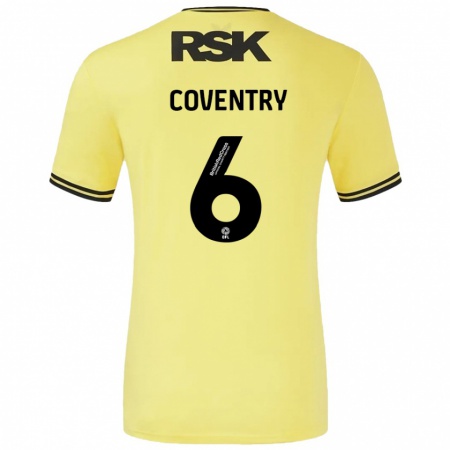 Kandiny Enfant Maillot Conor Coventry #6 Jaune Noir Tenues Extérieur 2024/25 T-Shirt