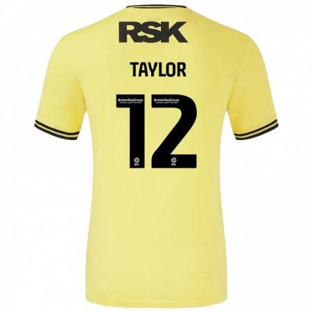 Kandiny Enfant Maillot Terry Taylor #12 Jaune Noir Tenues Extérieur 2024/25 T-Shirt