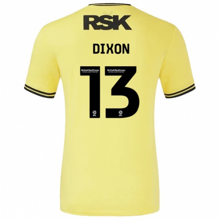 Kandiny Enfant Maillot Kaheim Dixon #13 Jaune Noir Tenues Extérieur 2024/25 T-Shirt