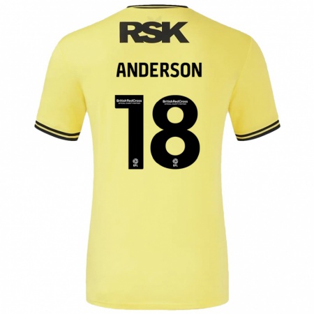 Kandiny Enfant Maillot Karoy Anderson #18 Jaune Noir Tenues Extérieur 2024/25 T-Shirt